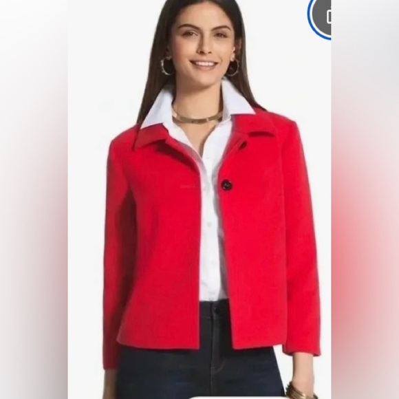 Chico’s red swing coat jacket, size 2(12) - Picture 1 of 6